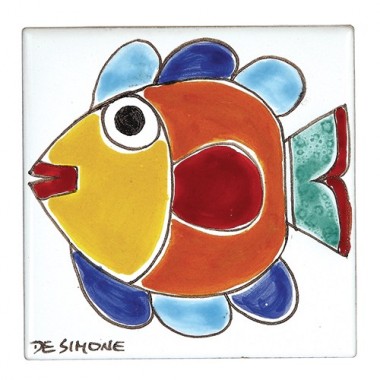 Decorative tile Fish De Simone pottery TZT685FK-07 Decorative tile Fish De Simone pottery TZT685FK-07